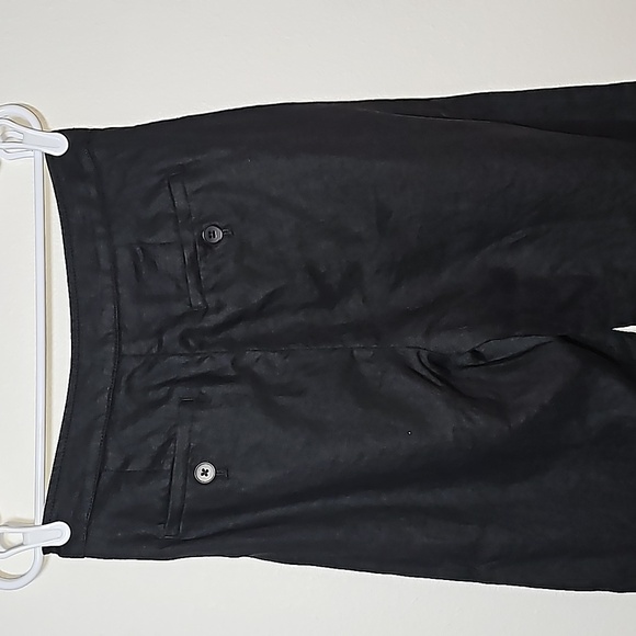 Banana Republic HR Pleated Pant Trouser Slacks Linen High Waisted Wide Black 4 L - Picture 6 of 14